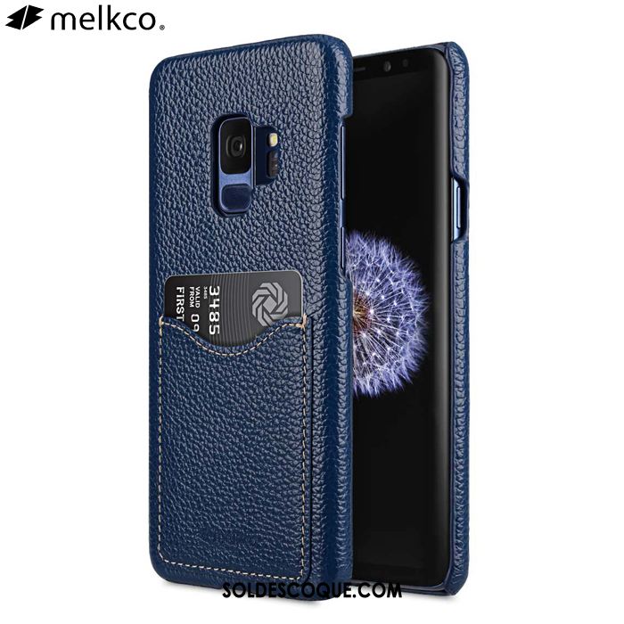 Coque Samsung Galaxy S9 Cuir Couvercle Arrière Bleu Étoile Carte Housse Pas Cher