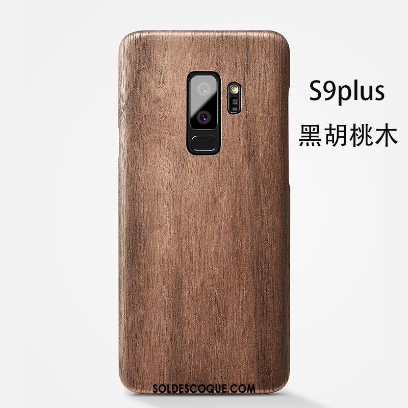 Coque Samsung Galaxy S9+ En Bois Noir Légère Étoile Couvercle Arrière En Vente