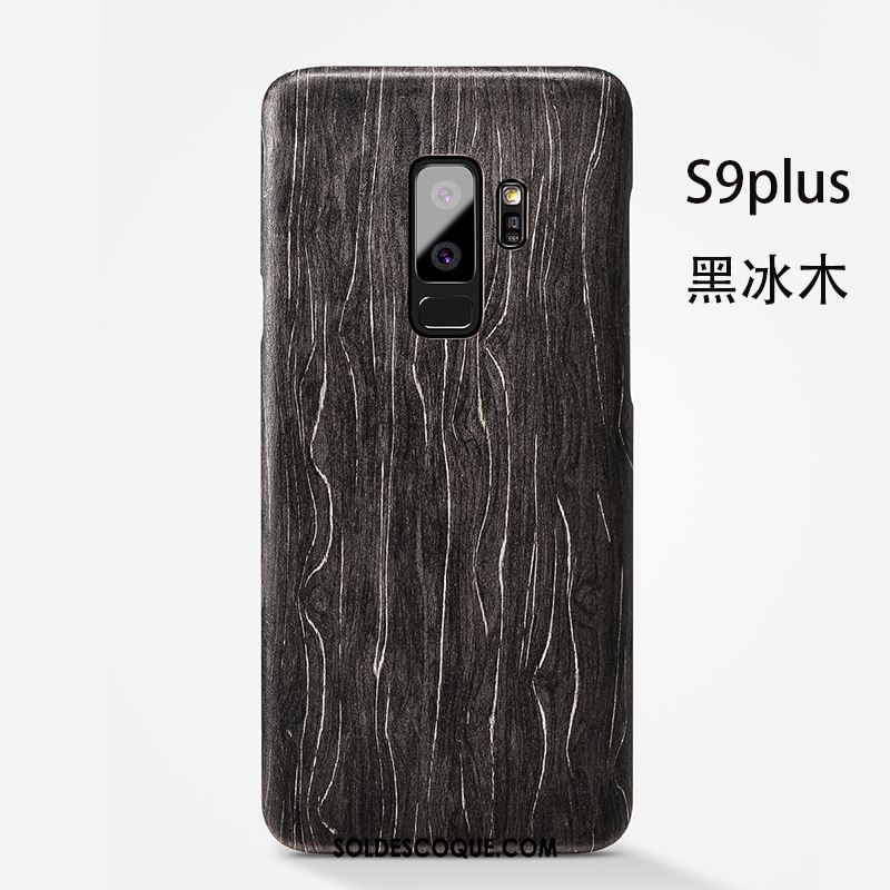 Coque Samsung Galaxy S9+ En Bois Noir Légère Étoile Couvercle Arrière En Vente