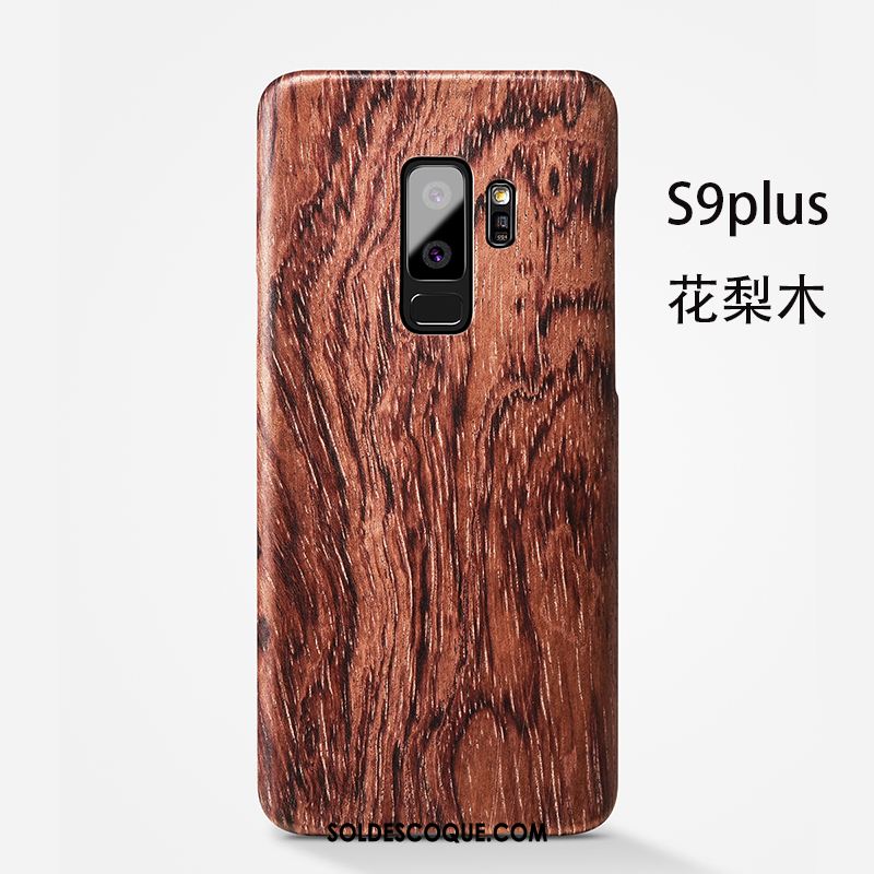 Coque Samsung Galaxy S9+ En Bois Noir Légère Étoile Couvercle Arrière En Vente