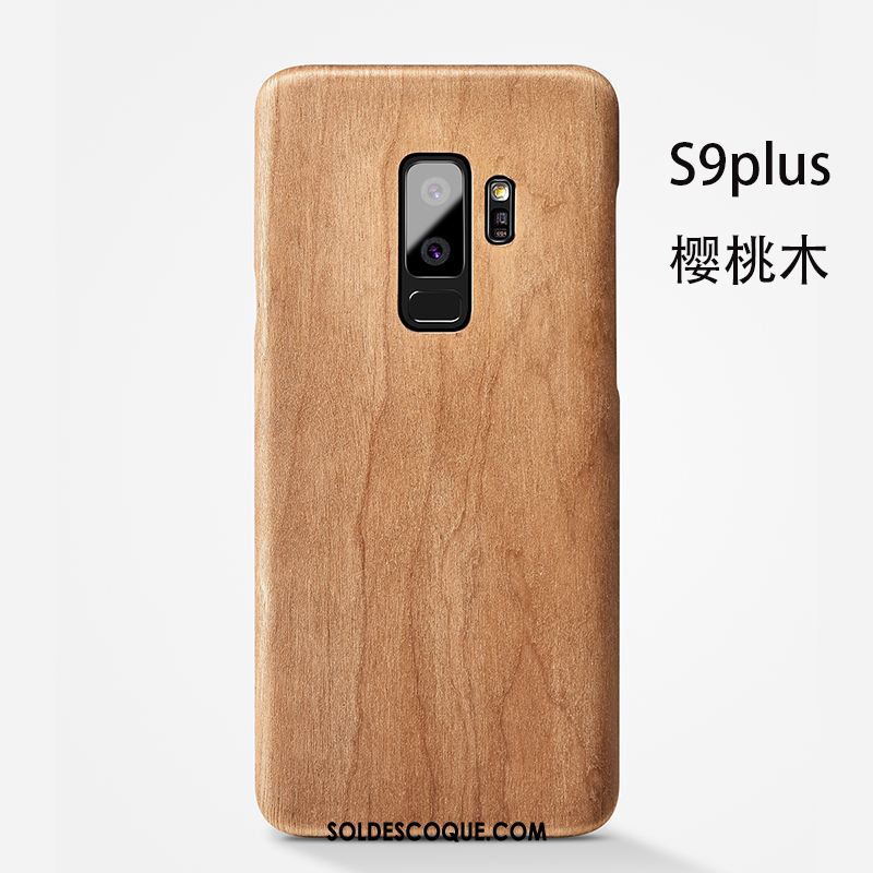 Coque Samsung Galaxy S9+ En Bois Noir Légère Étoile Couvercle Arrière En Vente