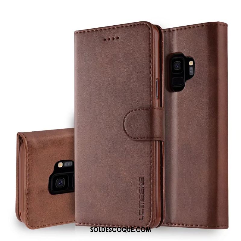 Coque Samsung Galaxy S9 Protection Cuir Véritable Business Étui En Cuir Légère Pas Cher