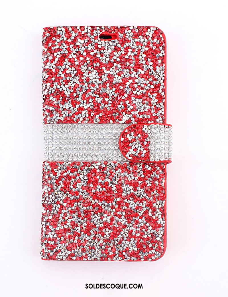 Coque Samsung Galaxy S9+ Protection Strass Rouge Étui En Cuir Incruster Strass En Ligne