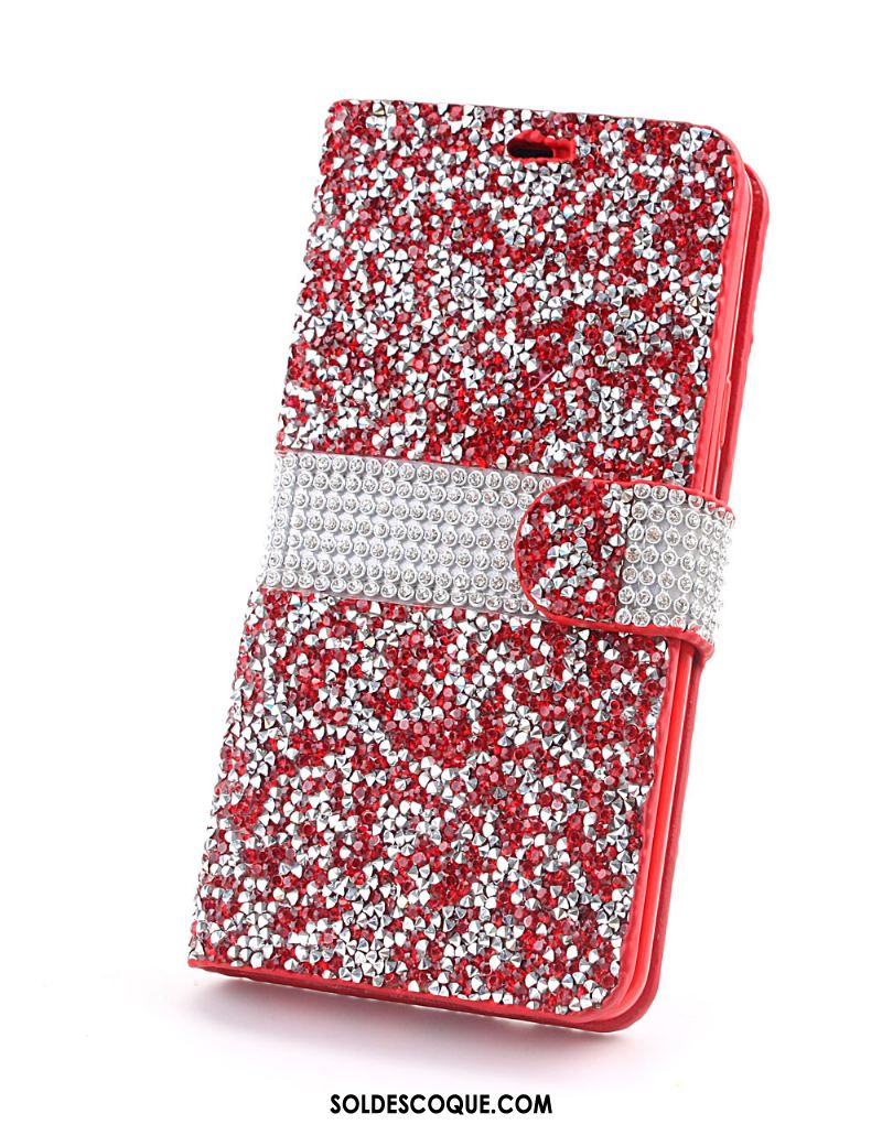 Coque Samsung Galaxy S9+ Protection Strass Rouge Étui En Cuir Incruster Strass En Ligne