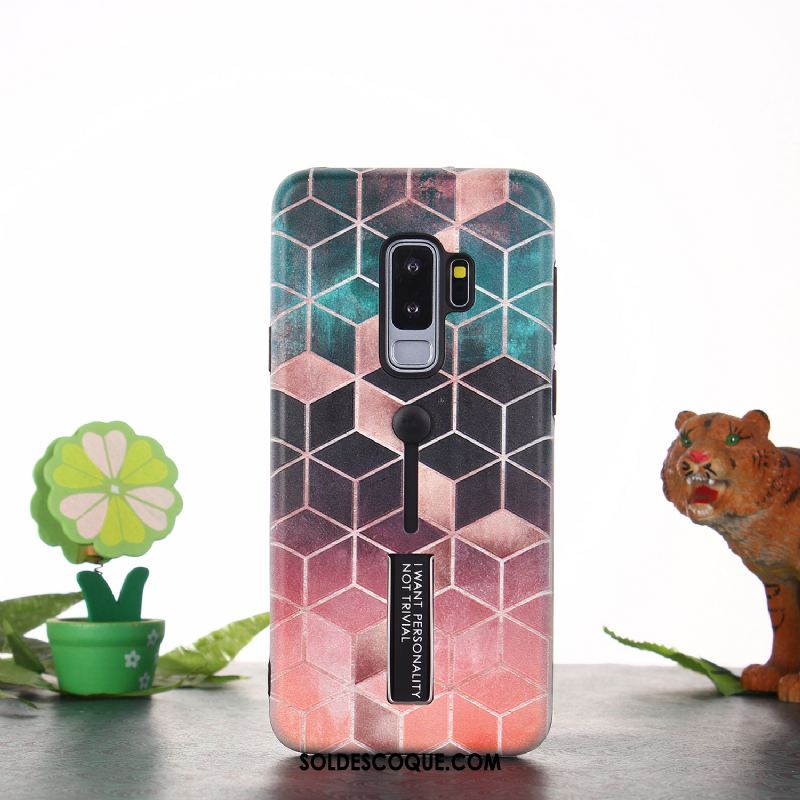 Coque Samsung Galaxy S9+ Téléphone Portable Simple Losange Gaufrage Peinture Pas Cher