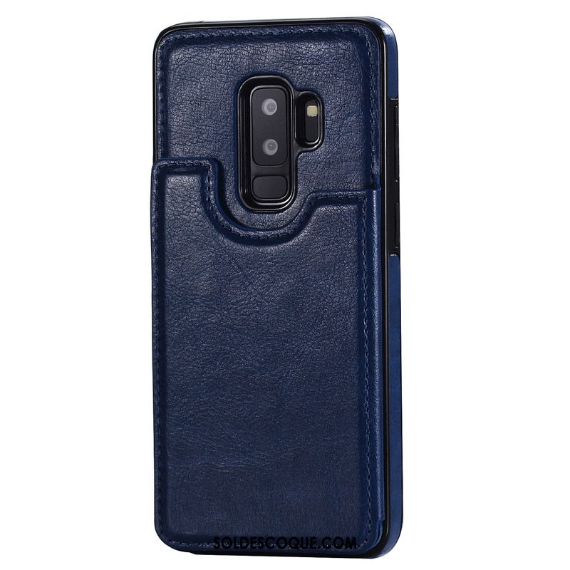 Coque Samsung Galaxy S9+ Étui En Cuir Bleu Incassable Carte Étoile France