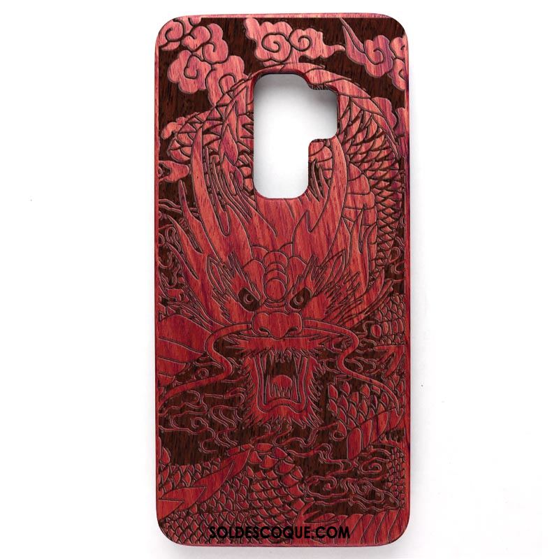 Coque Samsung Galaxy S9 Étui Étoile Gaufrage En Bois Téléphone Portable Pas Cher