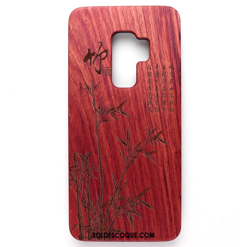 Coque Samsung Galaxy S9 Étui Étoile Gaufrage En Bois Téléphone Portable Pas Cher