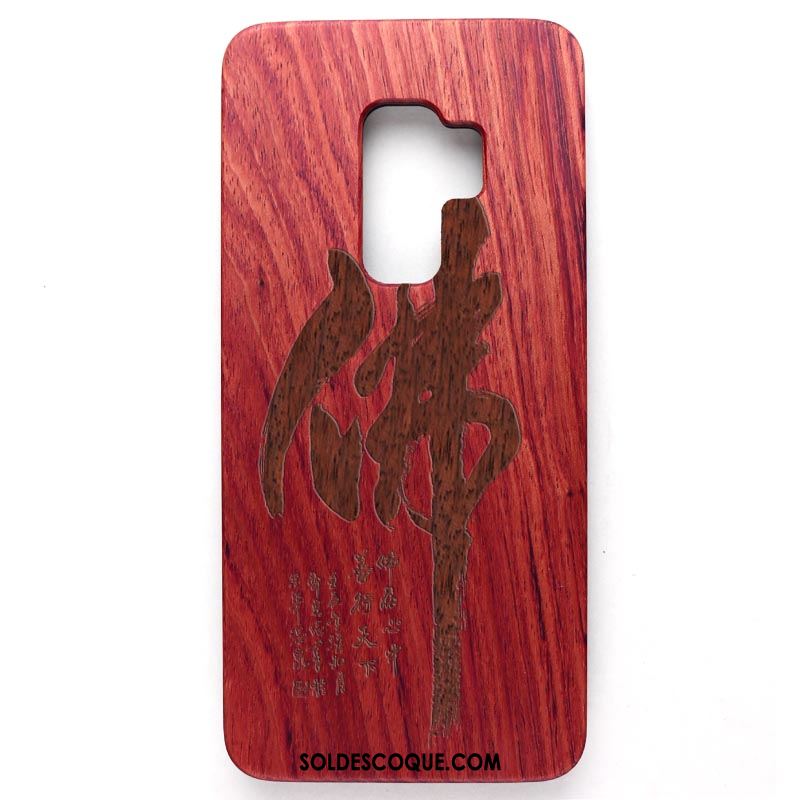 Coque Samsung Galaxy S9 Étui Étoile Gaufrage En Bois Téléphone Portable Pas Cher