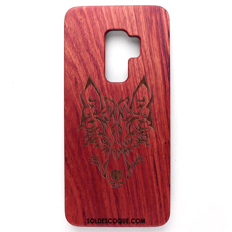 Coque Samsung Galaxy S9 Étui Étoile Gaufrage En Bois Téléphone Portable Pas Cher