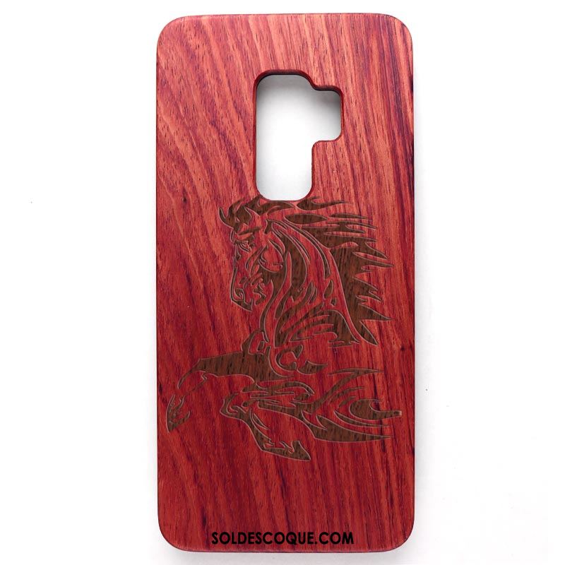 Coque Samsung Galaxy S9 Étui Étoile Gaufrage En Bois Téléphone Portable Pas Cher