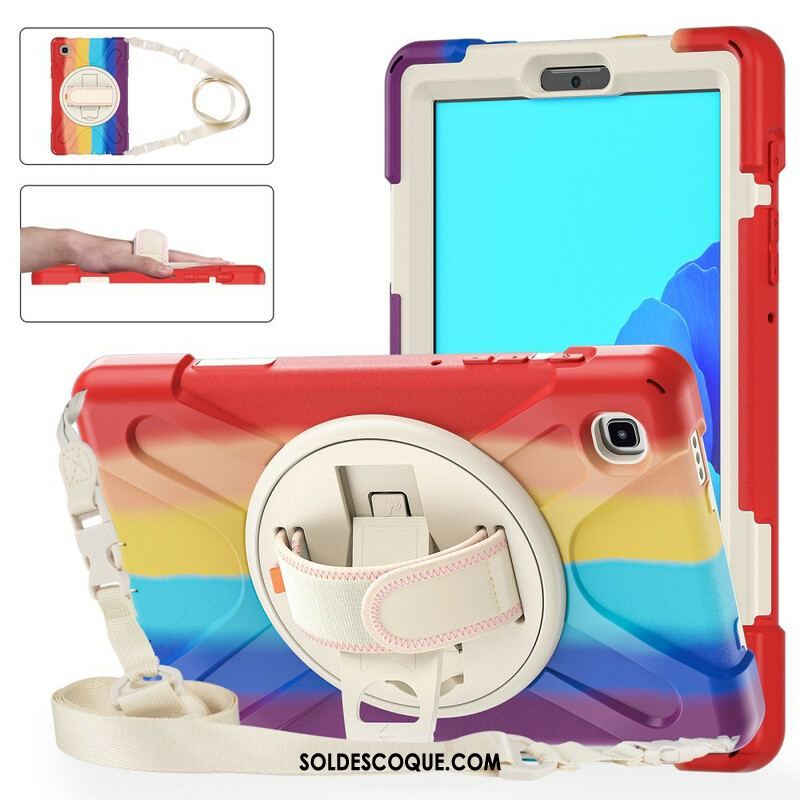 Coque Samsung Galaxy Tab A7 Lite Multi-Fonctions Bandoulière Color