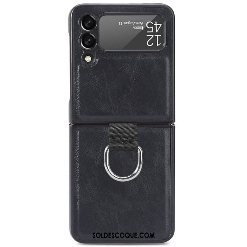 Coque Samsung Galaxy Z Flip 3 5G Style Cuir Vintage avec Anneau