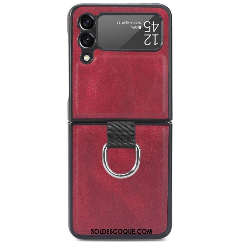 Coque Samsung Galaxy Z Flip 3 5G Style Cuir Vintage avec Anneau