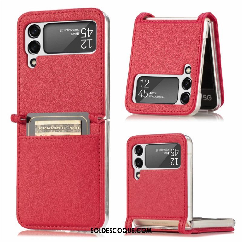 Coque Samsung Galaxy Z Flip 3 5G Texture Cuir Porte Carte