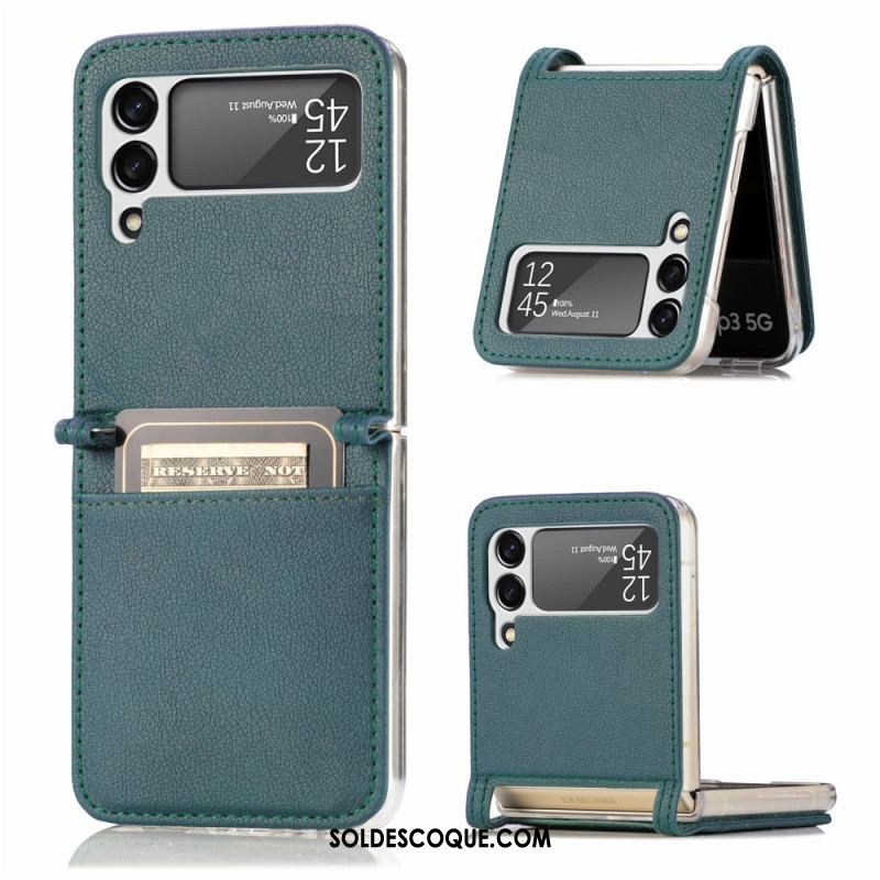 Coque Samsung Galaxy Z Flip 3 5G Texture Cuir Porte Carte