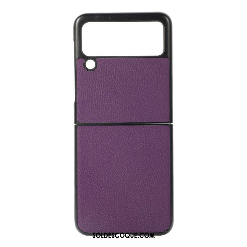 Coque Samsung Galaxy Z Flip 3 5G Véritable Cuir Litchi