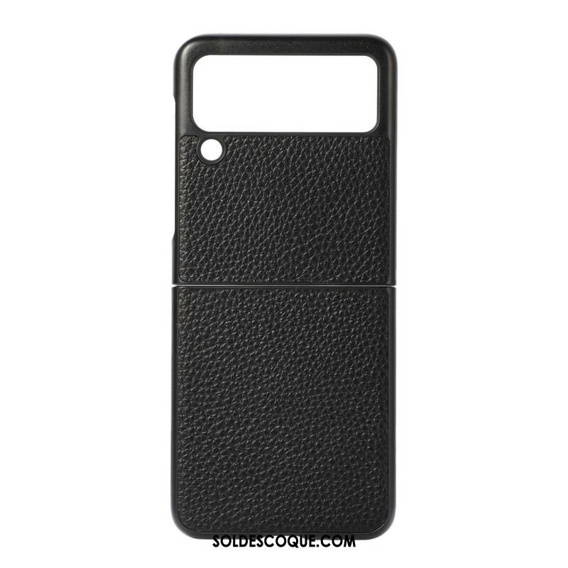 Coque Samsung Galaxy Z Flip 3 5G Véritable Cuir Litchi Color