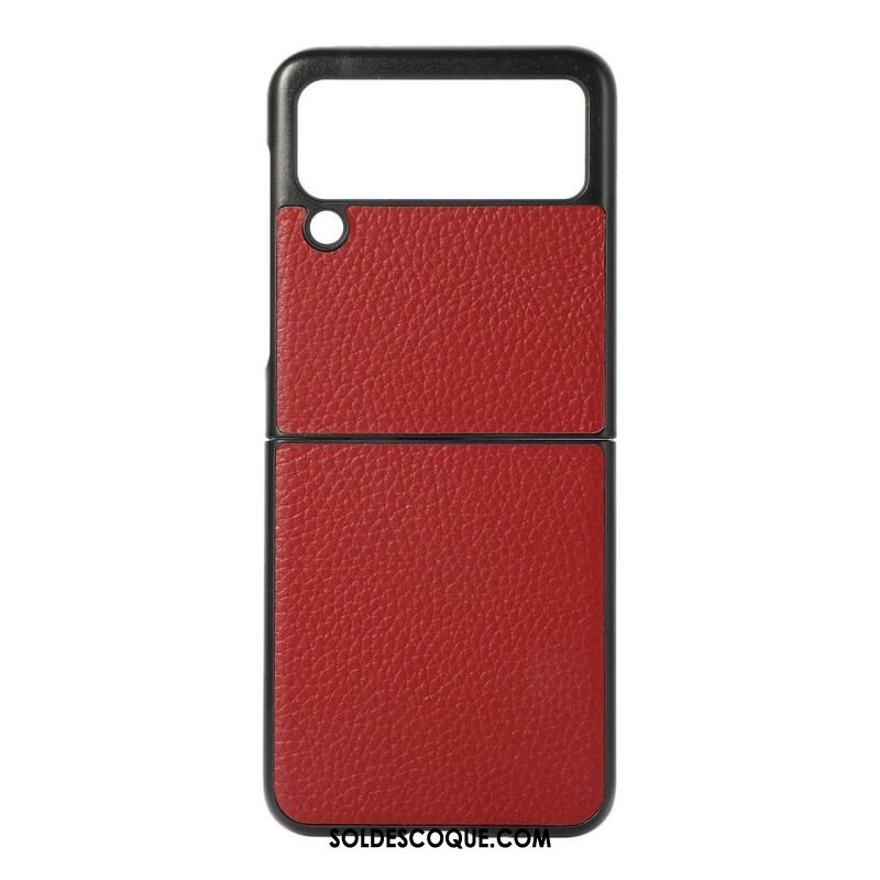 Coque Samsung Galaxy Z Flip 3 5G Véritable Cuir Litchi Color