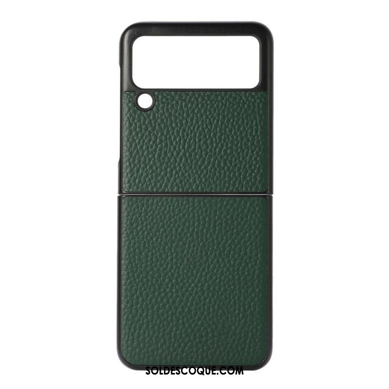 Coque Samsung Galaxy Z Flip 3 5G Véritable Cuir Litchi Color