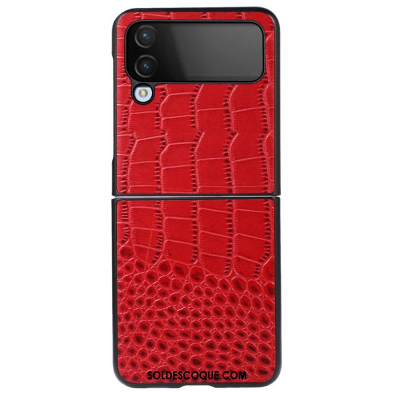 Coque Samsung Galaxy Z Flip 4 Cuir Véritable Effet Crocodile