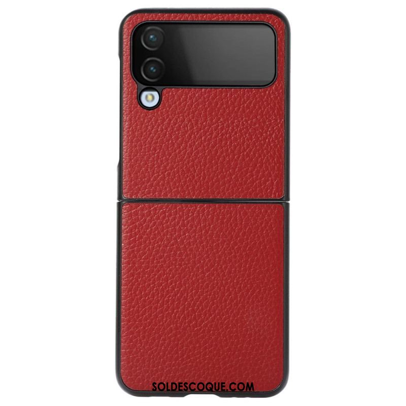 Coque Samsung Galaxy Z Flip 4 Cuir Véritable Litchi