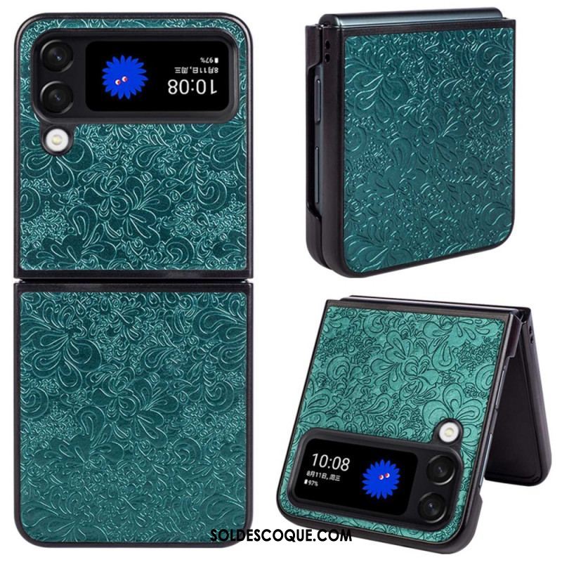 Coque Samsung Galaxy Z Flip 4 Effet Cuir Baroque