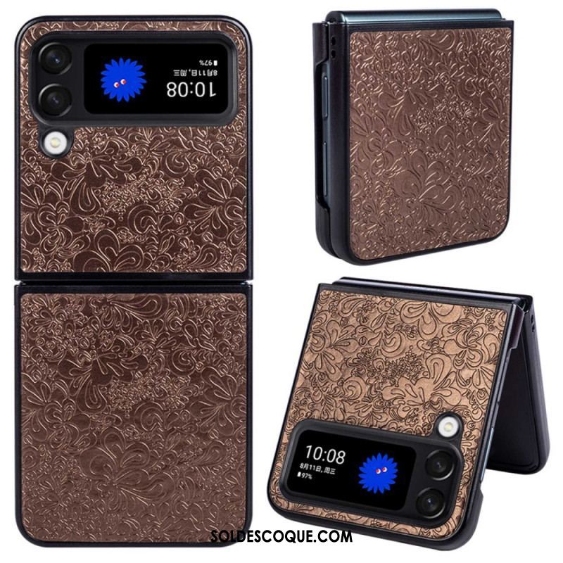 Coque Samsung Galaxy Z Flip 4 Effet Cuir Baroque