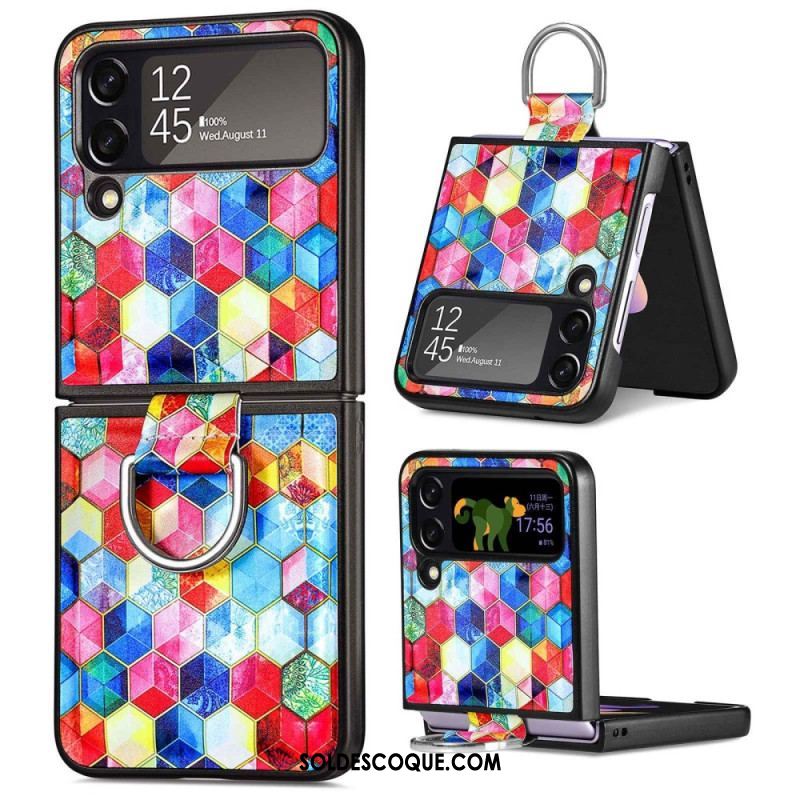 Coque Samsung Galaxy Z Flip 4 Fantaisie avec Anneau CASENEO