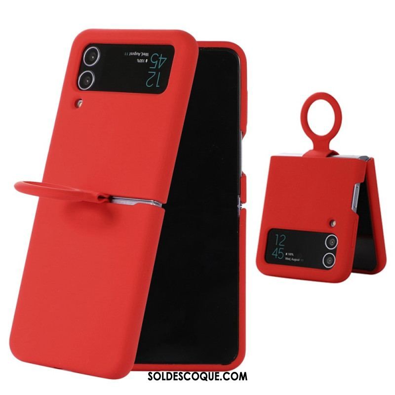 Coque Samsung Galaxy Z Flip 4 Silicone Liquide avec Anneau