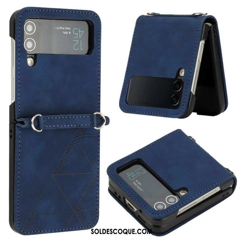 Coque Samsung Galaxy Z Flip 4 Simili Cuir Triangles