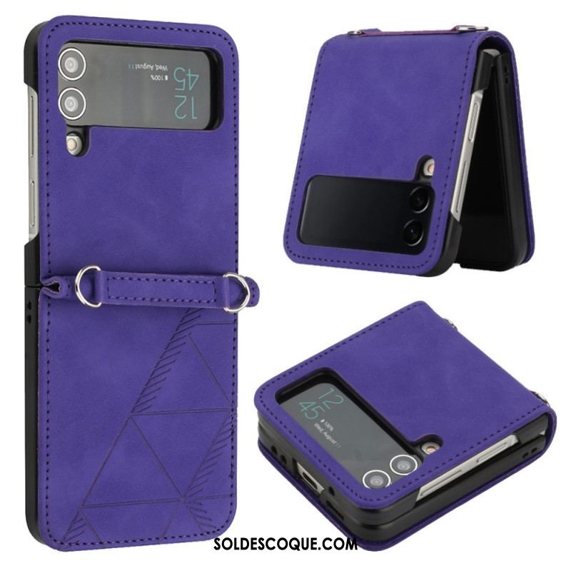 Coque Samsung Galaxy Z Flip 4 Simili Cuir Triangles