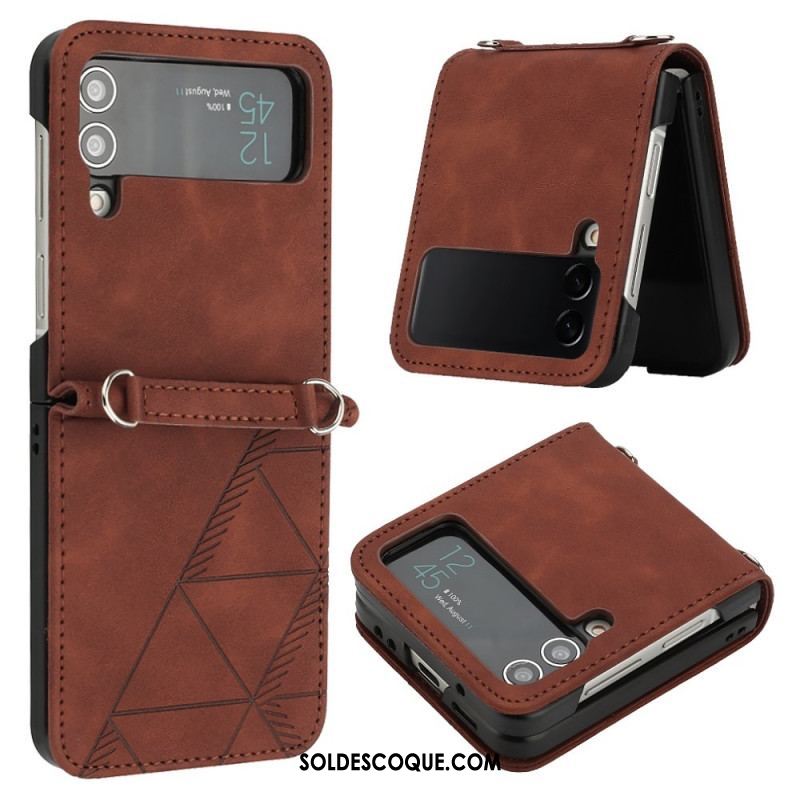 Coque Samsung Galaxy Z Flip 4 Simili Cuir Triangles