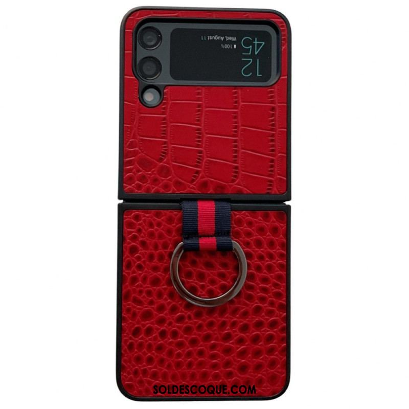 Coque Samsung Galaxy Z Flip 4 Style Crocodile et Anneau