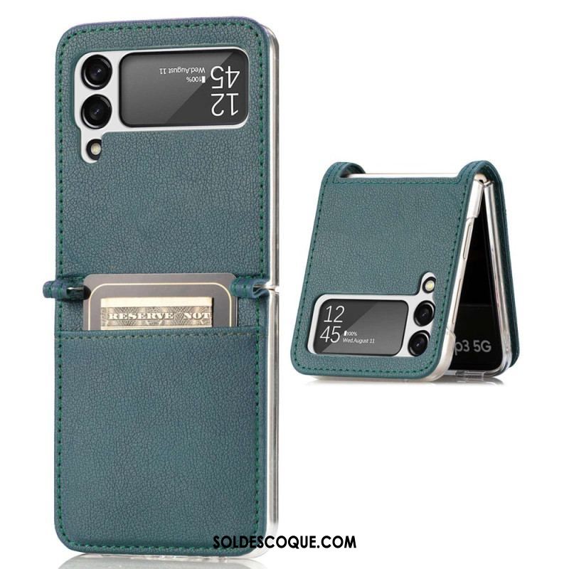 Coque Samsung Galaxy Z Flip 4 Style Cuir Litchi Porte-Carte