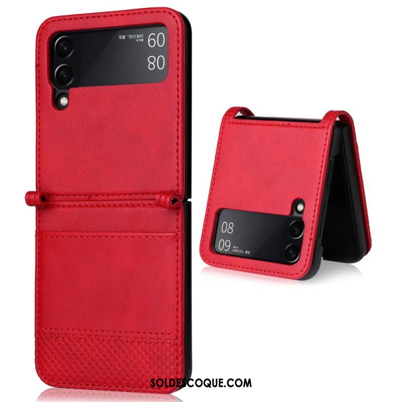 Coque Samsung Galaxy Z Flip 4 Style Cuir Vintage Porte-Carte