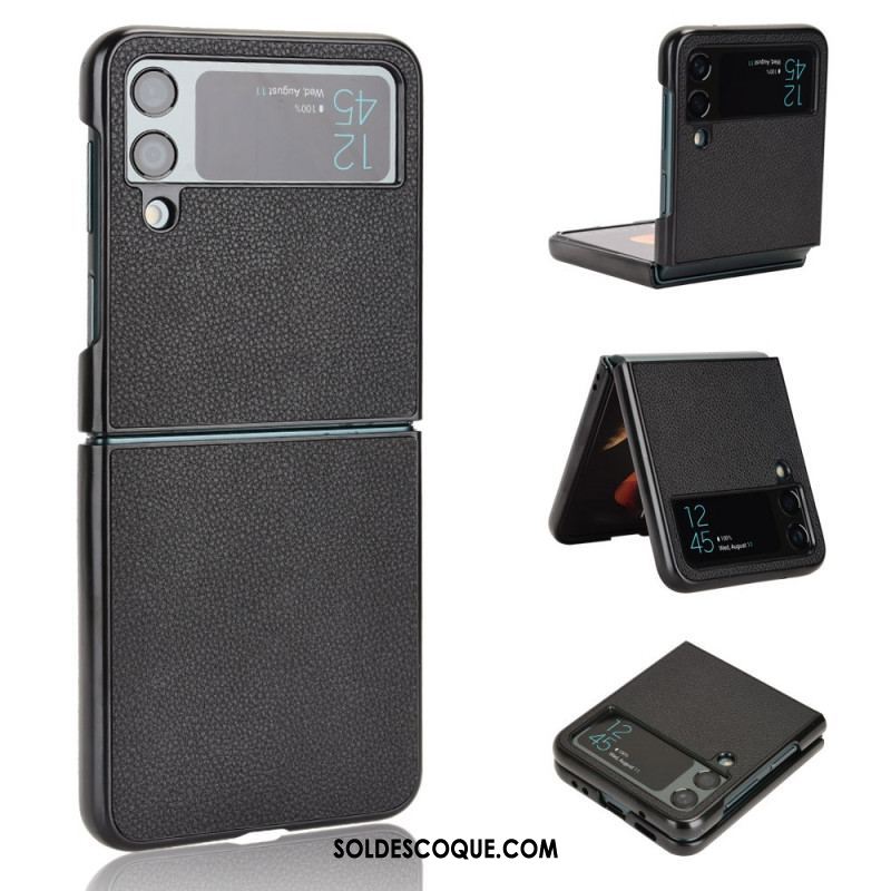 Coque Samsung Galaxy Z Flip 4 Texture Cuir Litchi