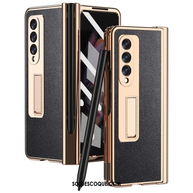 Coque Samsung Galaxy Z Fold 3 5G Cuir Litchi Multi-Fonctions