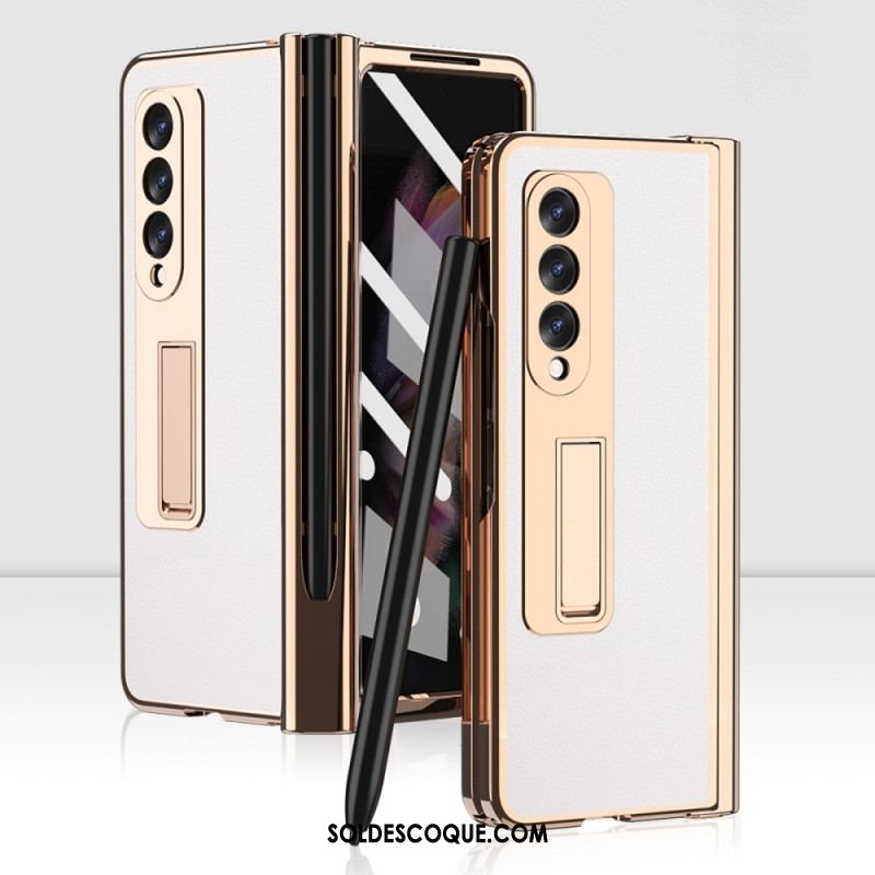 Coque Samsung Galaxy Z Fold 3 5G Cuir Litchi Multi-Fonctions