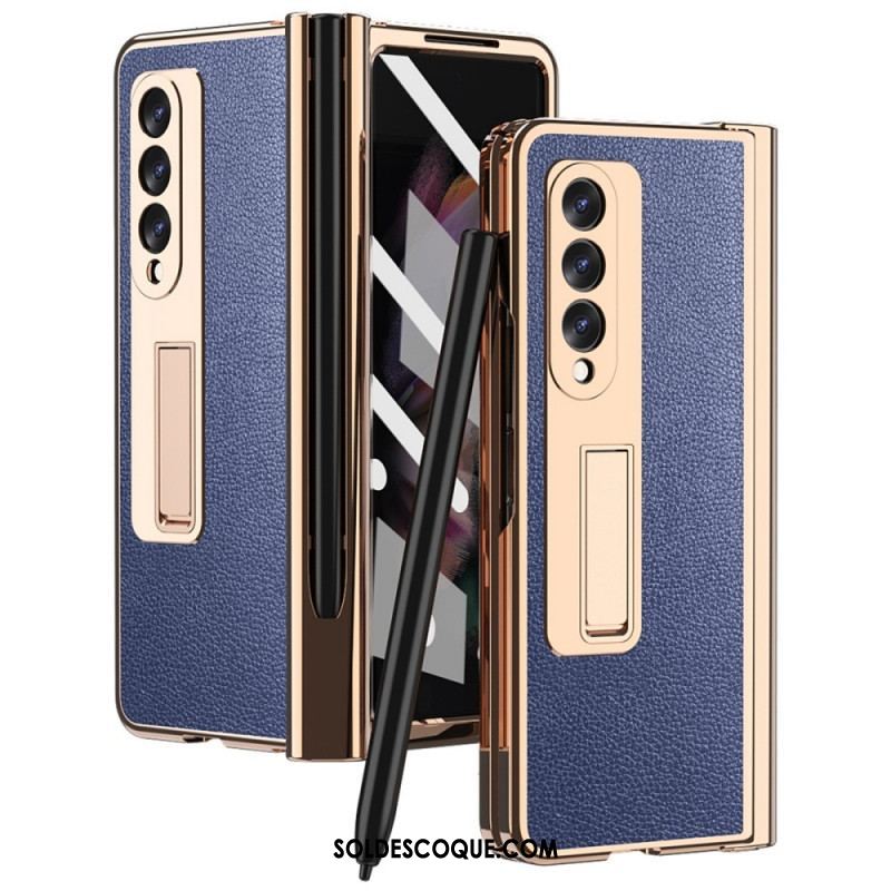 Coque Samsung Galaxy Z Fold 3 5G Cuir Litchi Multi-Fonctions