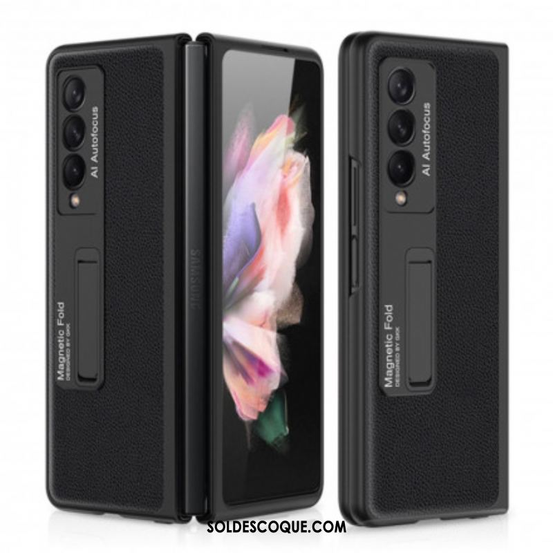 Coque Samsung Galaxy Z Fold 3 5G Cuir Litchi Support GKK