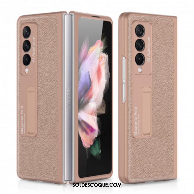 Coque Samsung Galaxy Z Fold 3 5G Cuir Litchi Support GKK