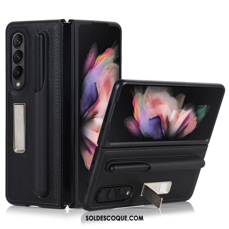 Coque Samsung Galaxy Z Fold 3 5G Cuir Véritable Support et Porte-Stylet