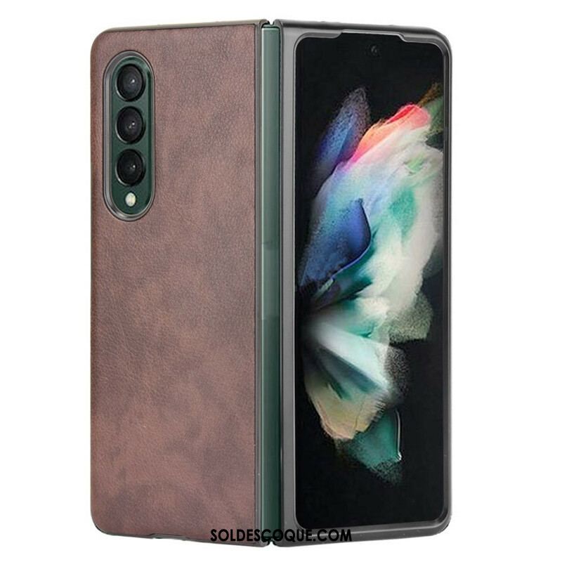 Coque Samsung Galaxy Z Fold 3 5G Effet Cuir Litchi