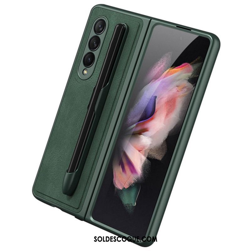 Coque Samsung Galaxy Z Fold 3 5G Effet Cuir Porte-Stylet GKK