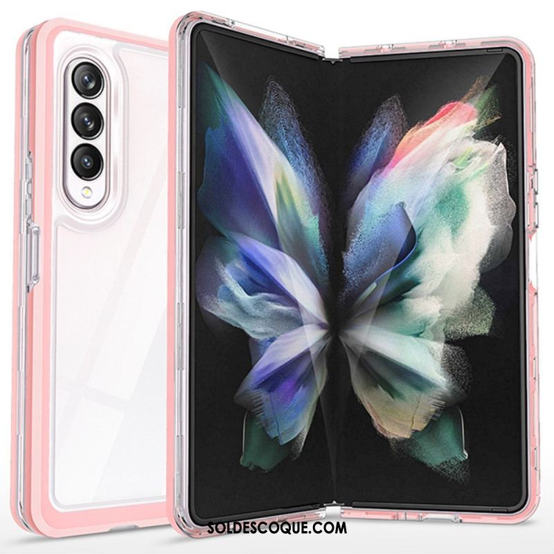 Coque Samsung Galaxy Z Fold 3 5G Hybride Transparente Rebords Colorés