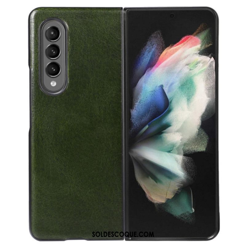 Coque Samsung Galaxy Z Fold 4 Classique Cuir Véritable de Vache