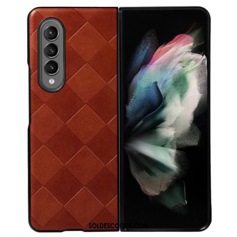 Coque Samsung Galaxy Z Fold 4 Simili Cuir Motif Carreaux