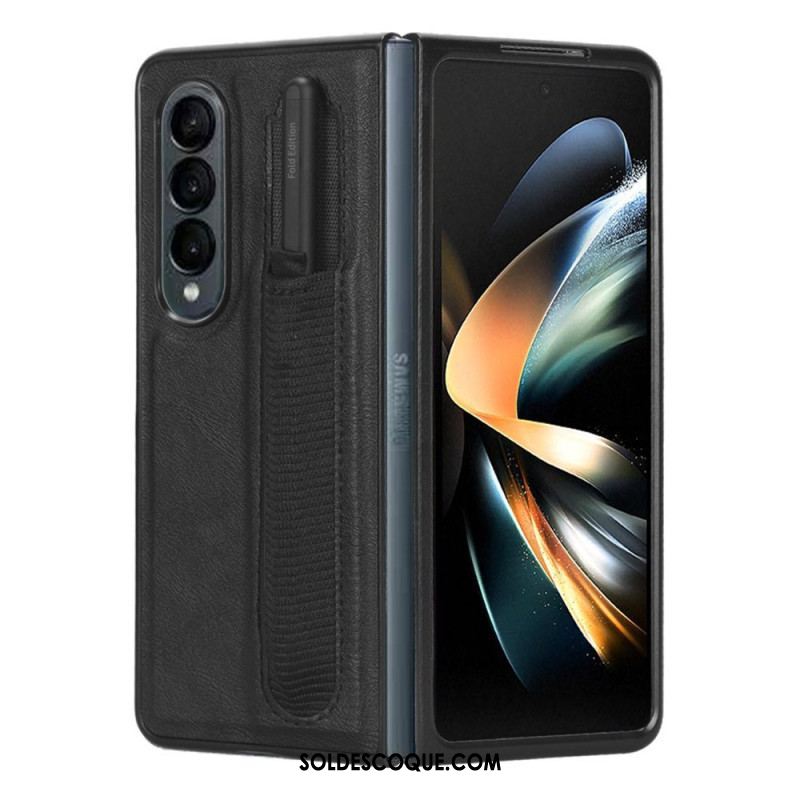 Coque Samsung Galaxy Z Fold 4 Simili Cuir Rétro Stylet