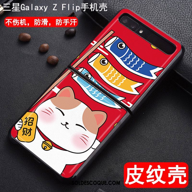 Coque Samsung Z Flip Peinture Protection Divisé Rouge Étui En Vente